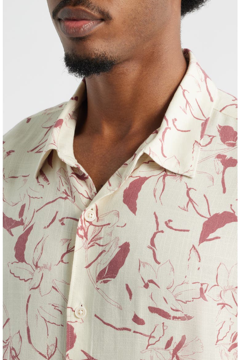 Floral Short Sleeve Button-Up Shirt, Alternate, color, IVORY- PINK TOSSED PETAL