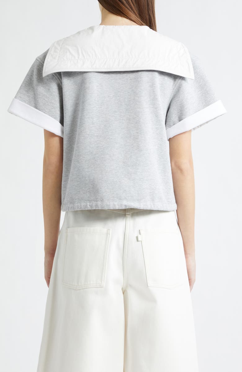 3.1 Phillip Lim French Terry Sailor Top, Alternate, color, Light Grey Melange-White