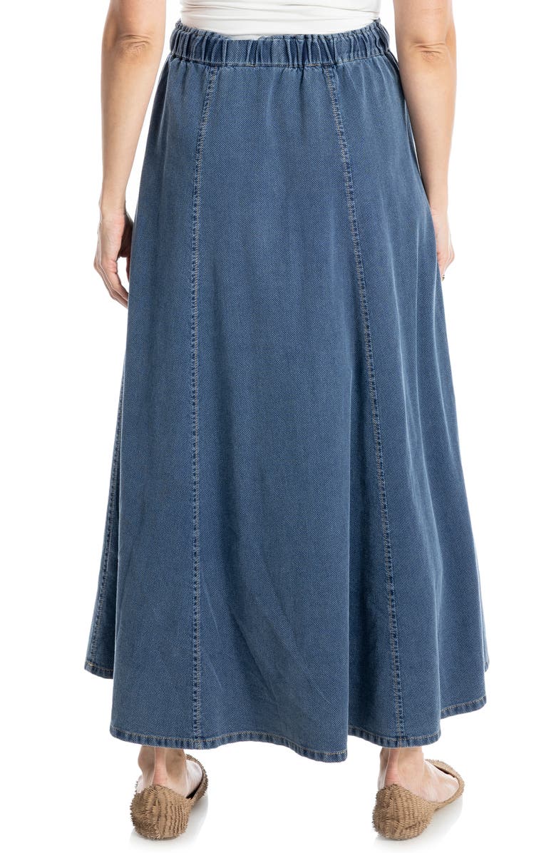 MAX STUDIO Pique Cotton Belted Midi Skirt, Alternate, color, Indigo