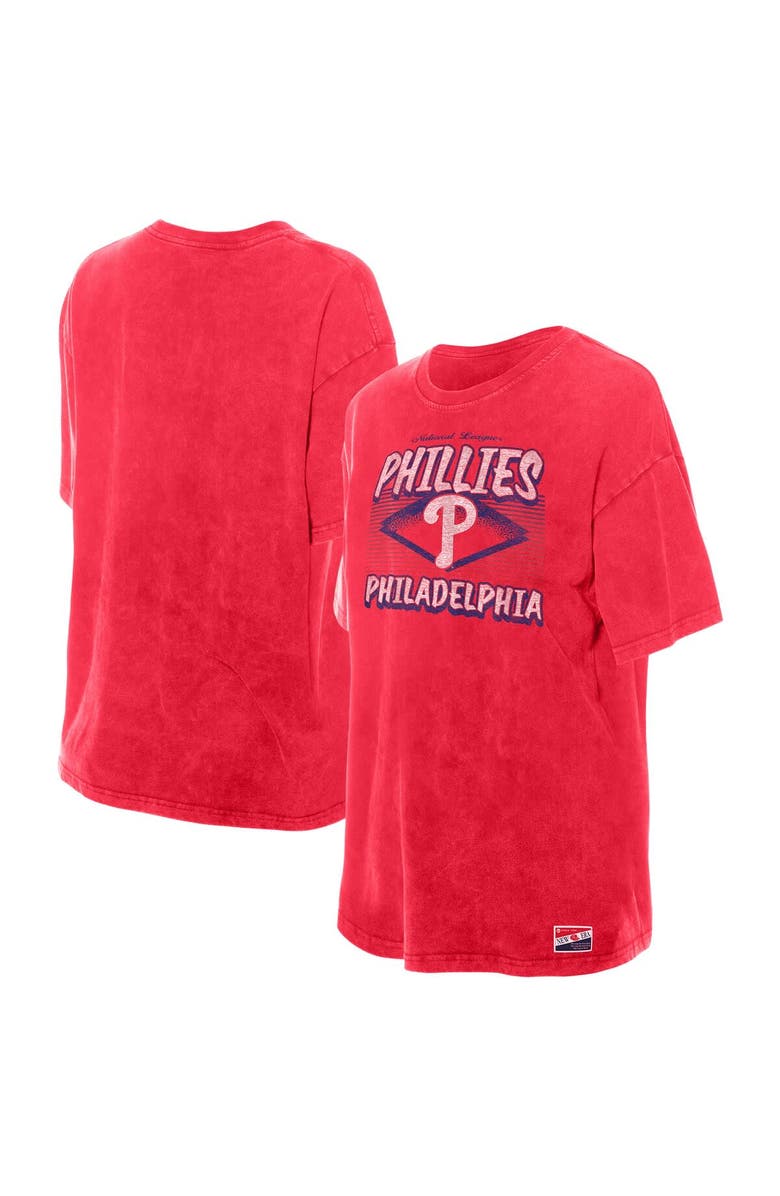 New Era Women's New Era  Red Philadelphia Phillies Mineral Wash Oversized T-Shirt, Main, color, Red
