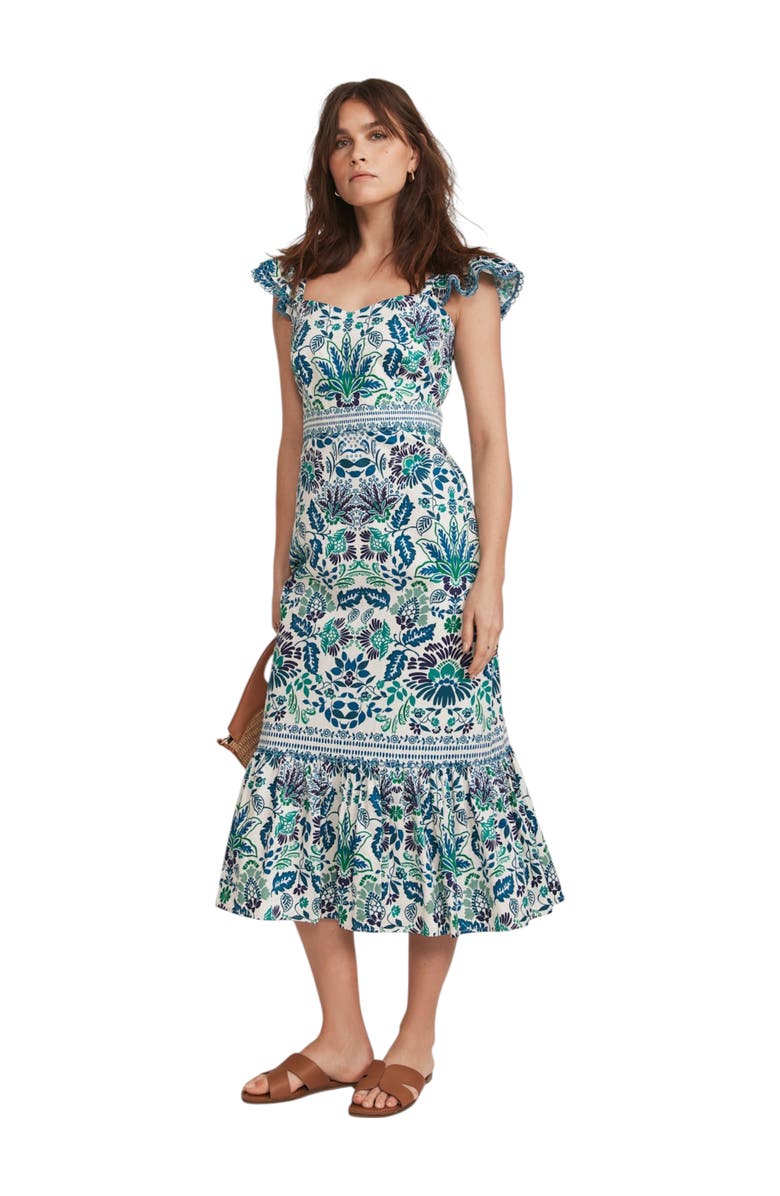 MINT VELVET Floral Printed Midi Dress, Alternate, color, Green