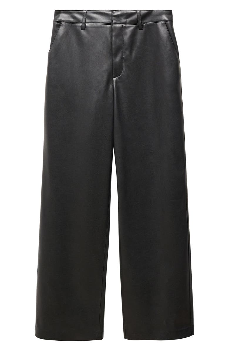 MANGO High Waist Faux Leather Pants, Alternate, color,