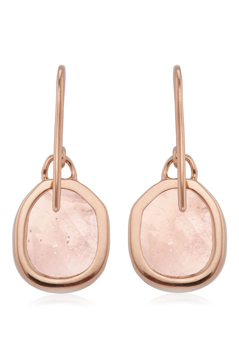 Siren Semiprecious Stone Drop Earrings, Alternate, color, ROSE GOLD/ ROSE QUARTZ