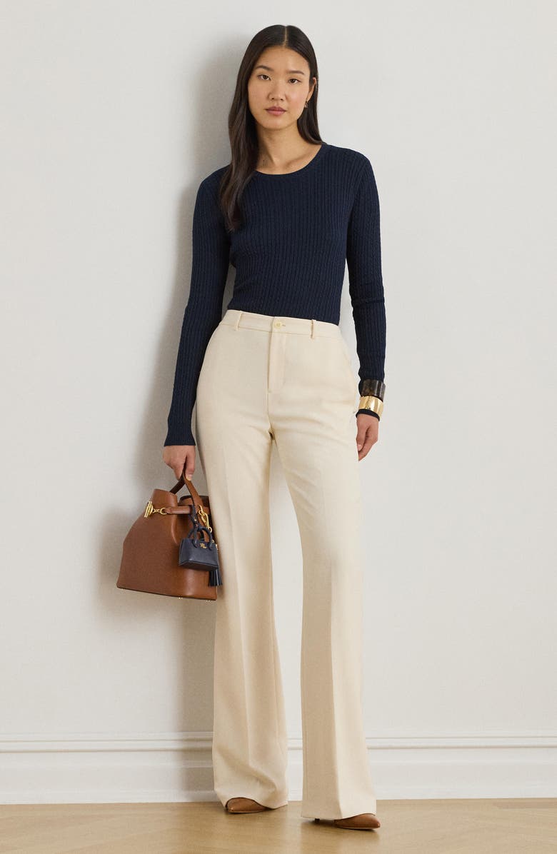 Lauren Ralph Lauren Cable Knit Long Sleeve Sweater, Alternate, color, Lauren Navy Blue