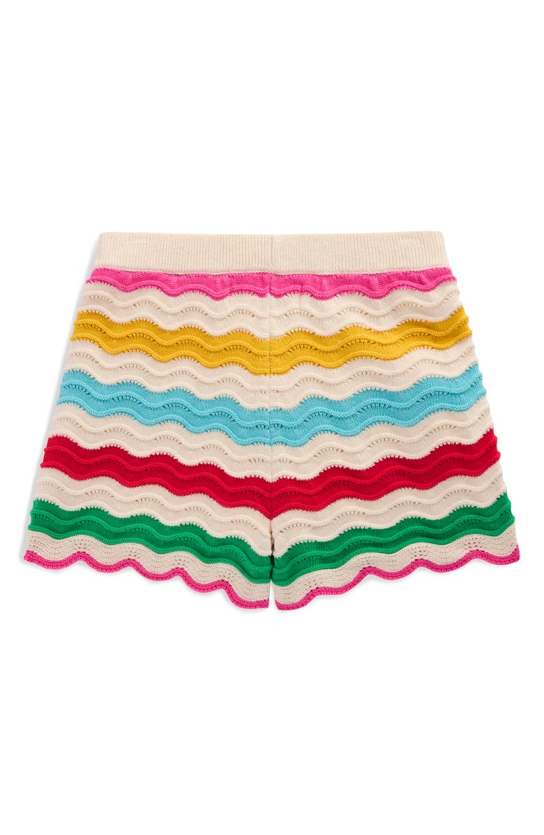 Mini Boden Kids' Scallop Knit Shorts, Alternate, color, Ivory Multi Rainbow