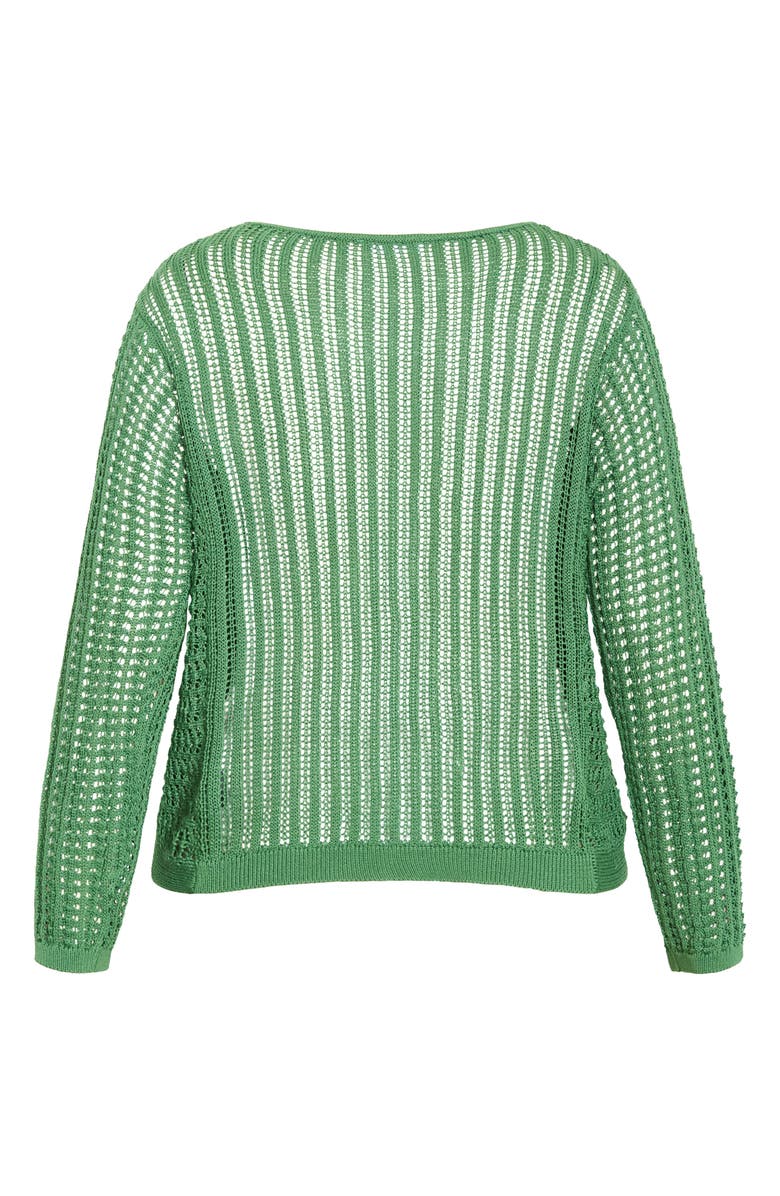 City Chic Slouch Open Stitch Sweater, Alternate, color, Moss Green