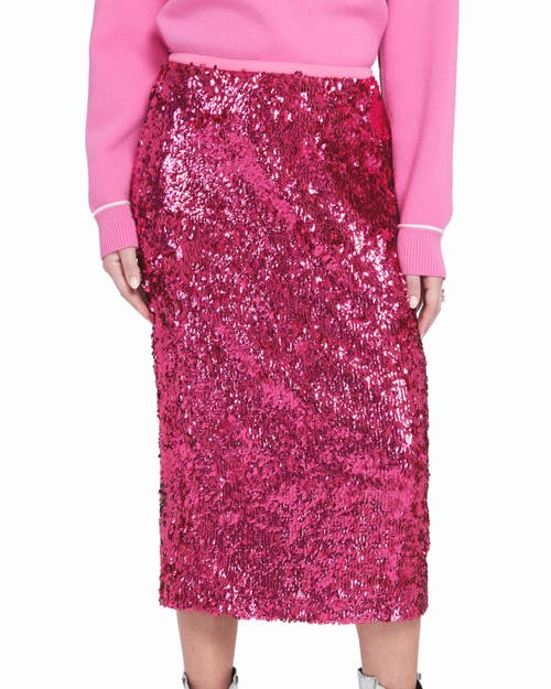 Elle Collection Sequin Midi Skirt Pencil In Pink