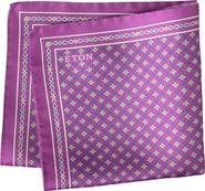 Eton Mid Purple Floral Medallion Silk Twill Pocket Square