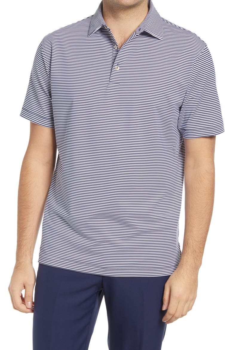 Hales Stripe Performance Polo, Main, color, NAVY