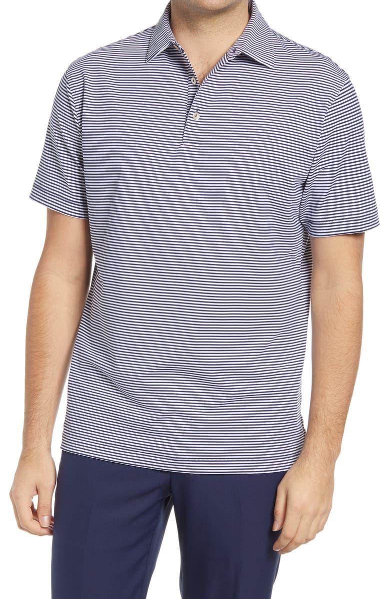 Peter Millar Hales Stripe Performance Polo, Main, color, Navy