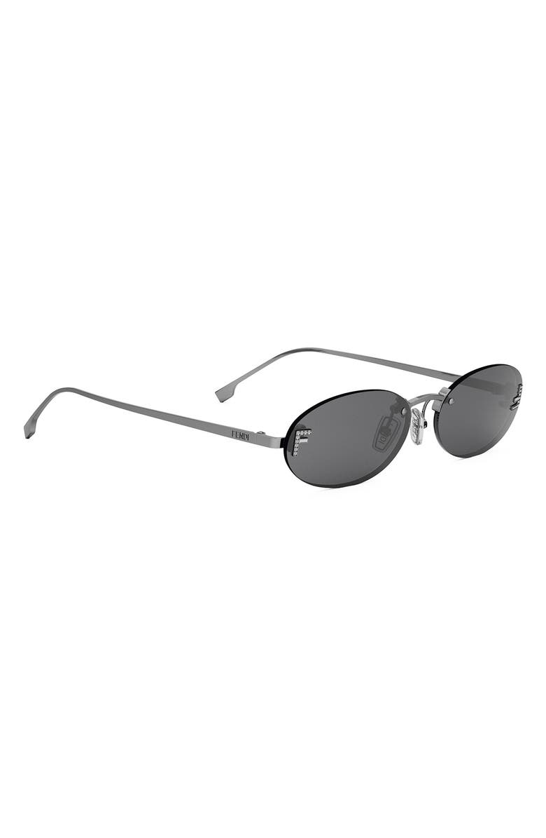 Fendi 'Fendi First 54mm Oval Sunglasses, Alternate, color, Shiny Dark Ruthenium / Smoke