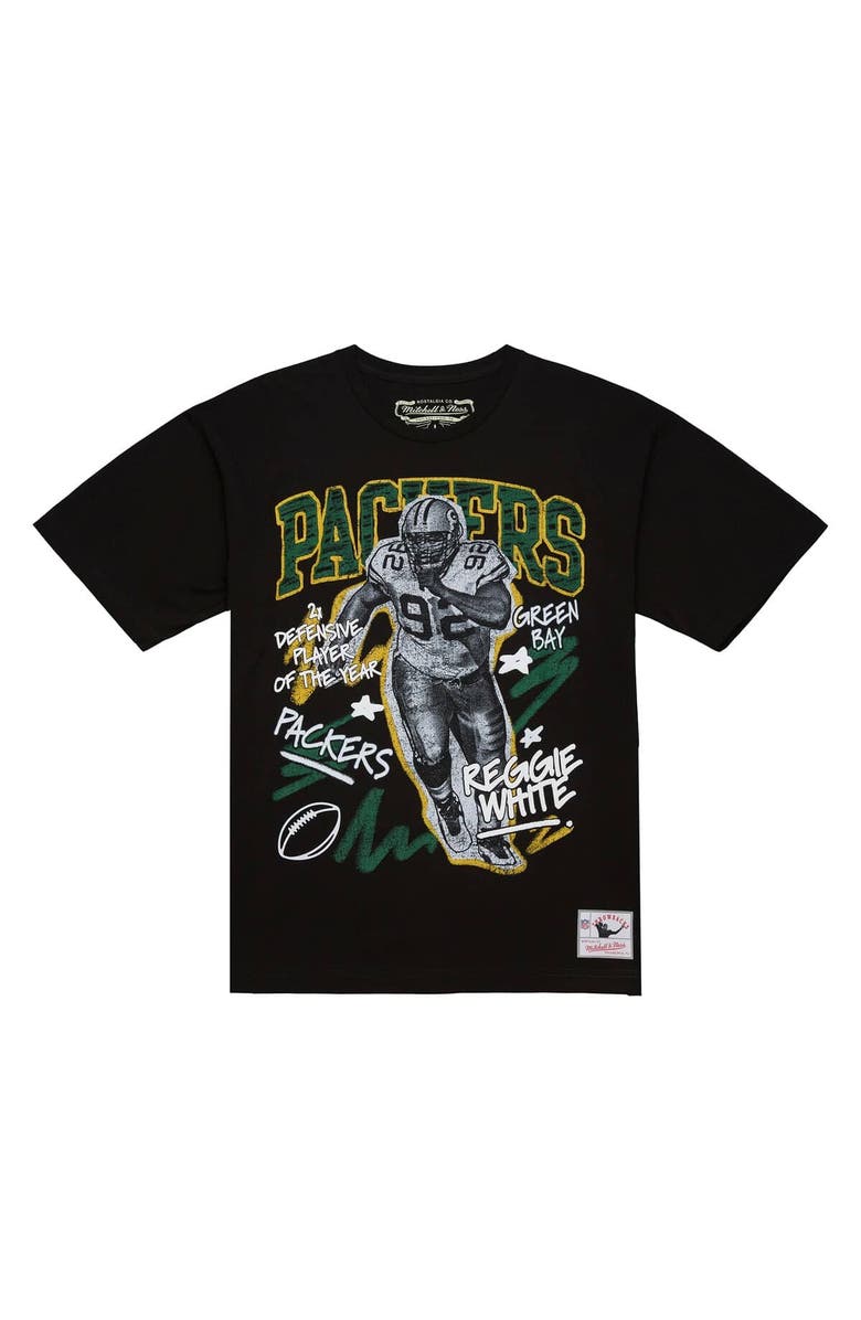 Mitchell & Ness Men's Mitchell & Ness Reggie White Black Green Bay Packers Chalked Up Player Graphic T-Shirt, Alternate, color, Black