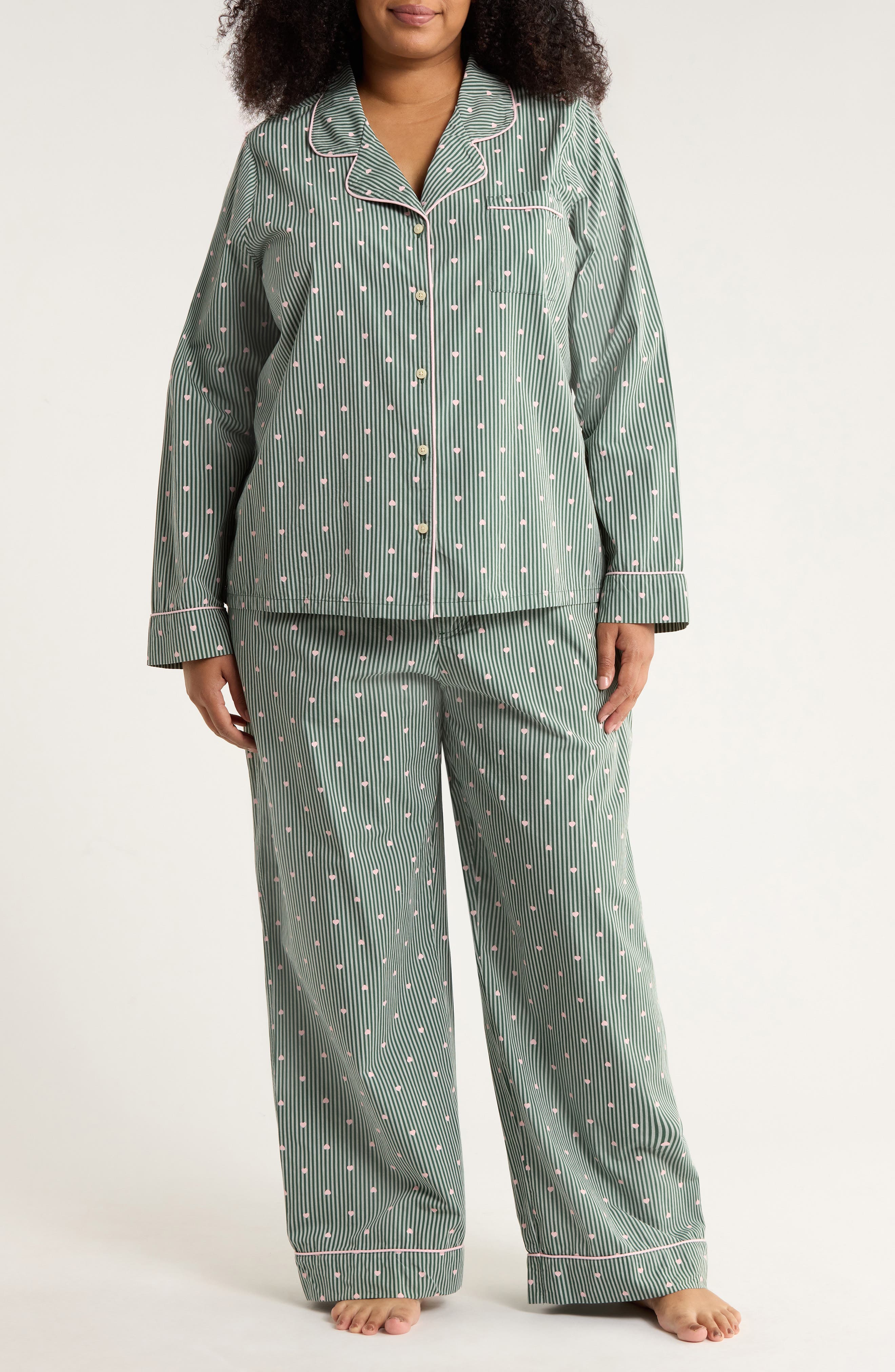 GREEN- PINK HEART STRIPE