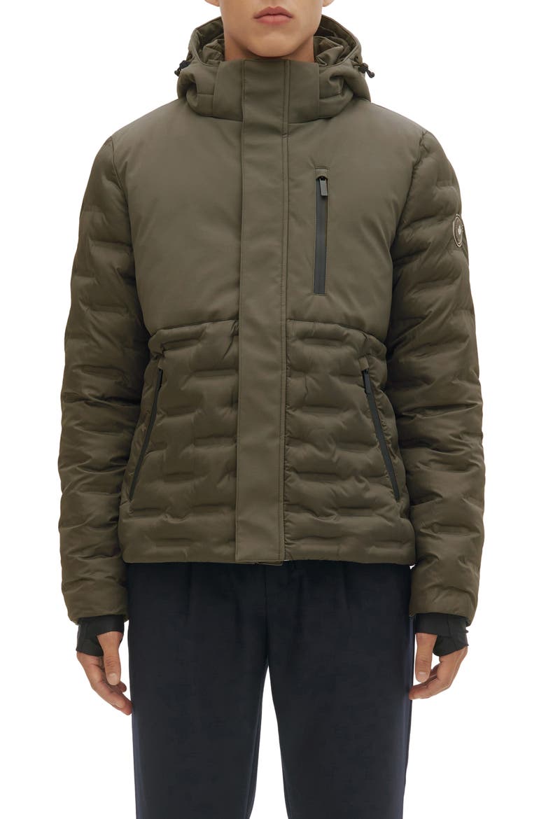 Dawson Mixed Media Hooded Puffer Jacket, Main, color, ARMY