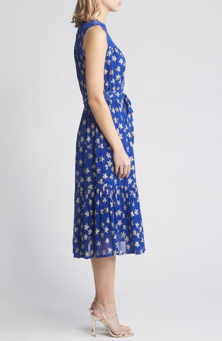 CIEBON Tara Star Metallic Sleeveless Midi Dress, Alternate, color,