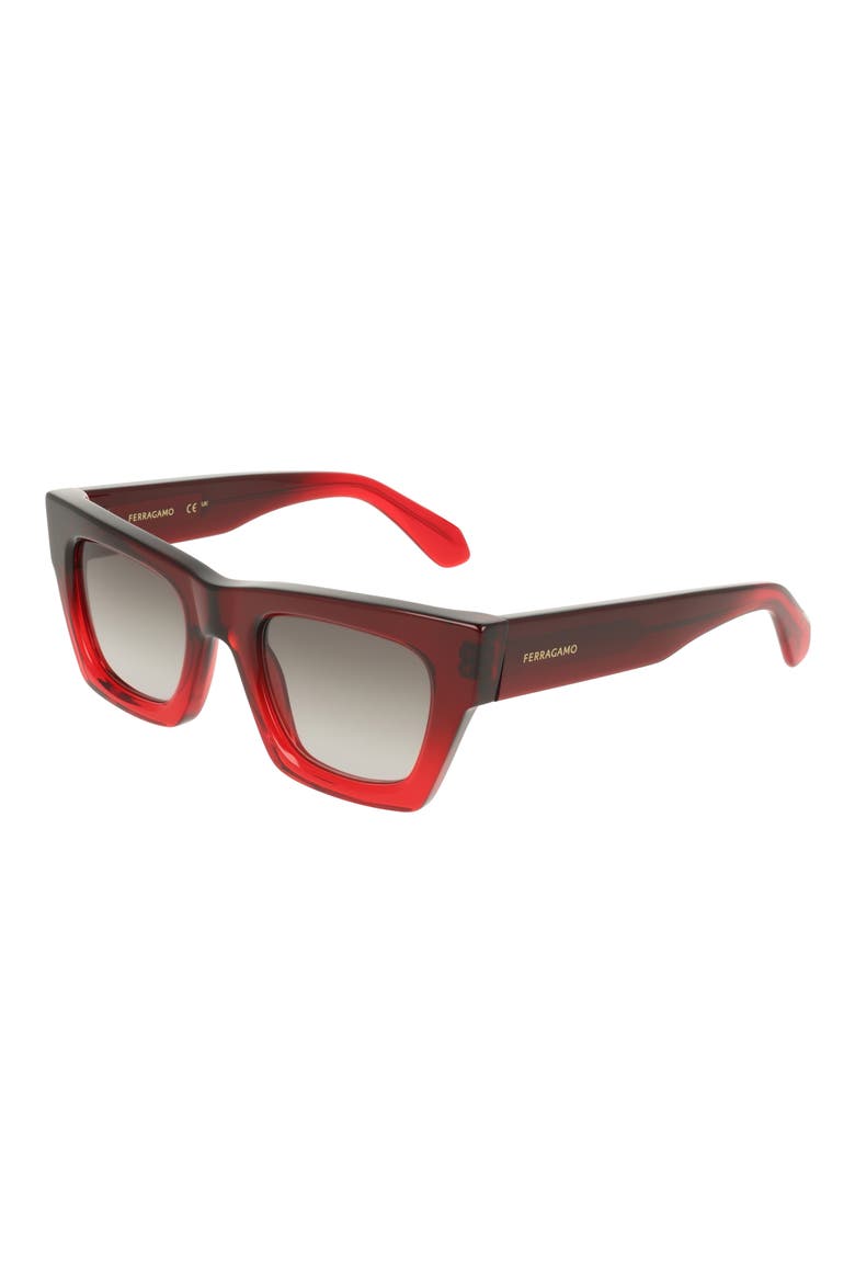 50mm Gradient Cat Eye Sunglasses, Alternate, color, TRANSPARENT DARK RED GRADIENT