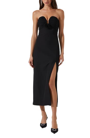 Astr The Label Vianna Strapless Midi Dress In Black
