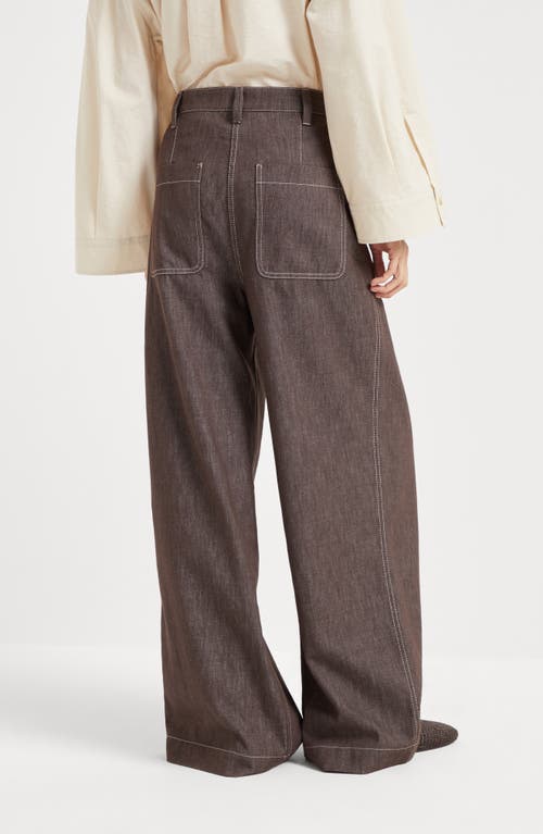 Brunello Cucinelli Wide Smart Trousers In Chocolate