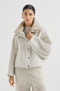 Brunello Cucinelli Hand-crafted outerwear jacket in virgin wool and cashmere double cloth with detachable shearling insert