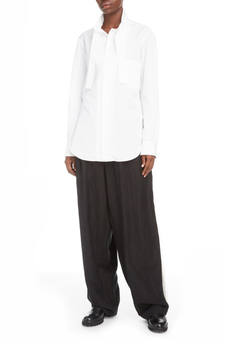 Tie Detail Cotton Poplin Shirt, Alternate, color, WHITE