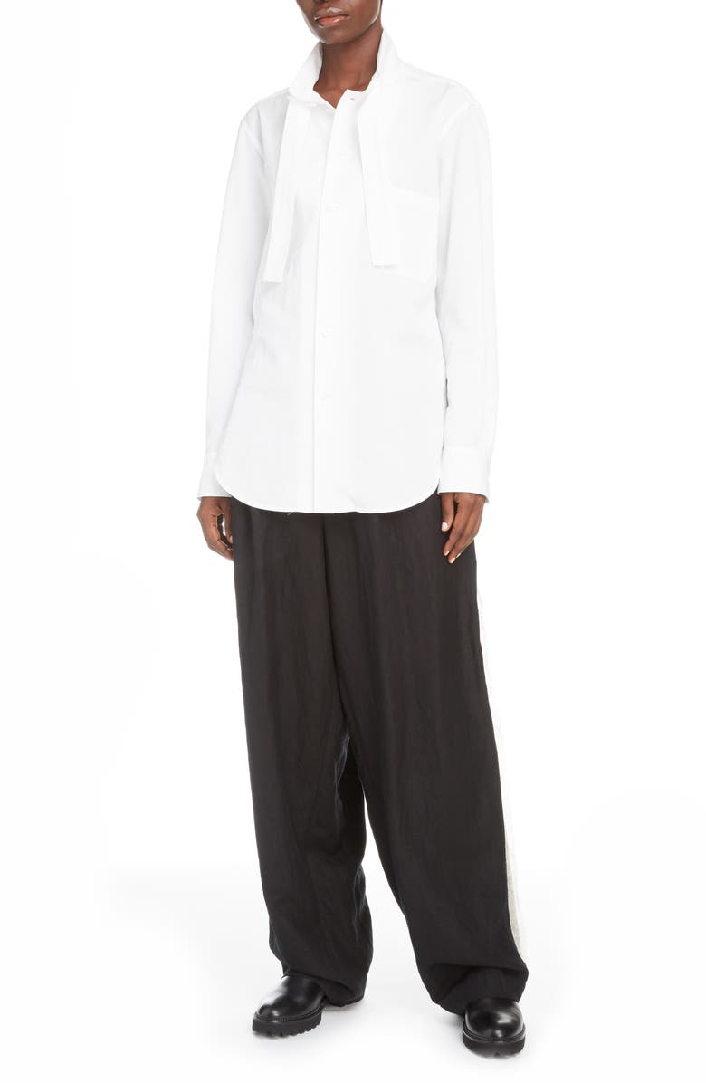 Y's by Yohji Yamamoto Tie Detail Cotton Poplin Shirt, Alternate, color,