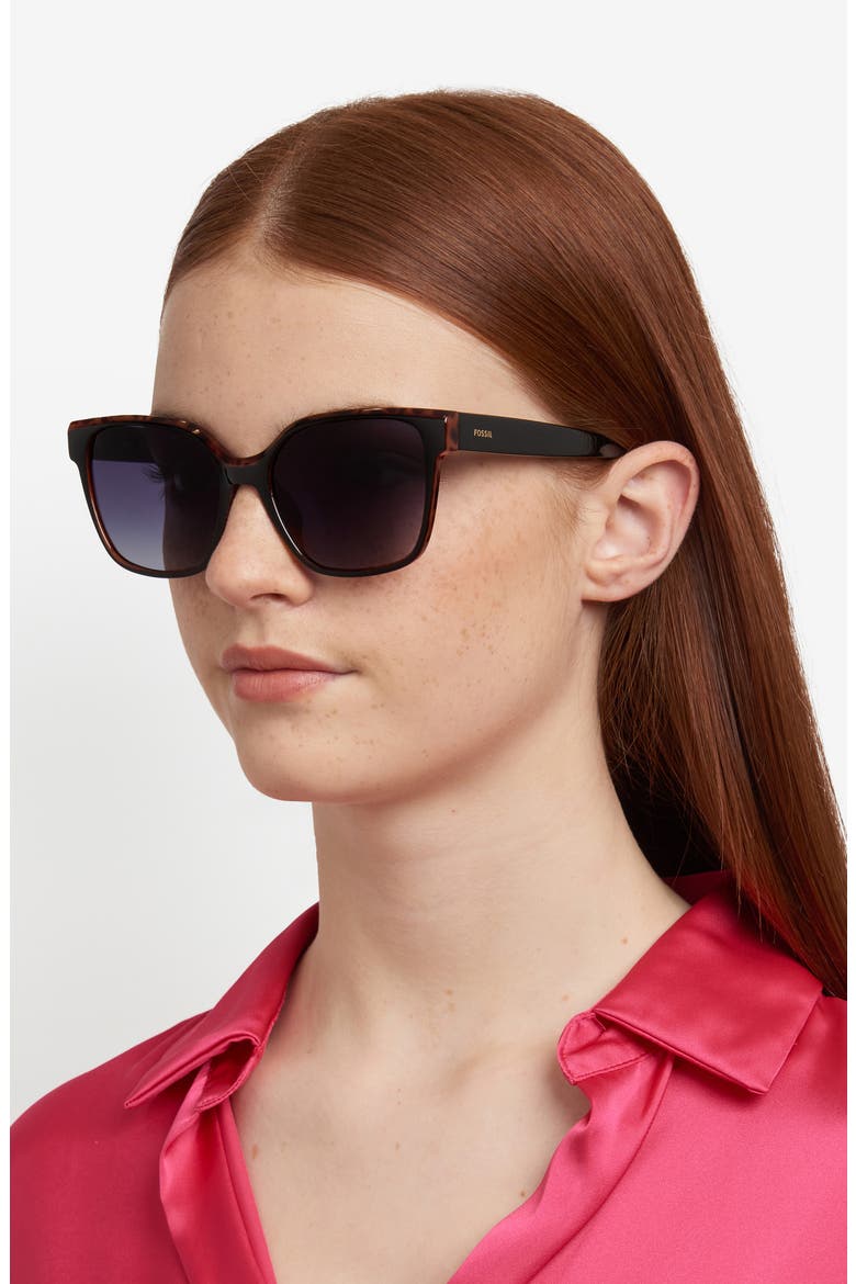 55mm Gradient Cat Eye Sunglasses, Alternate, color, BLACK/ DARK GREY SF