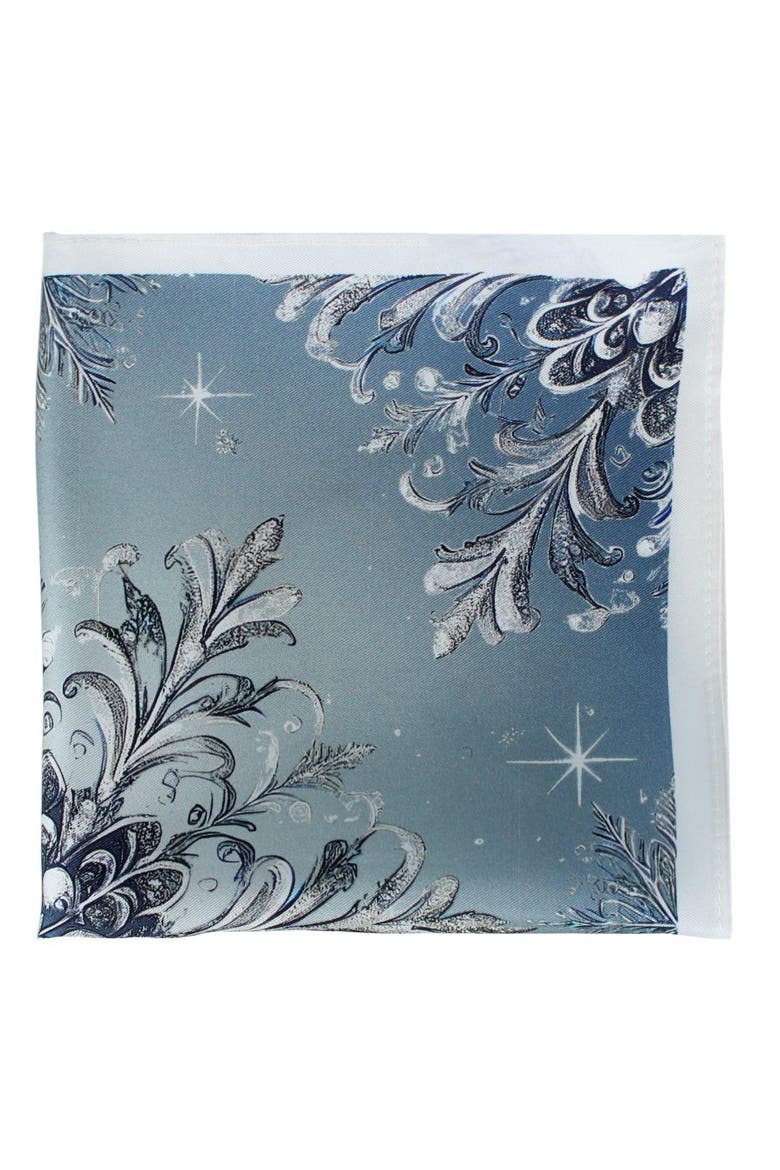 Clarence The Classy Snowflake Silk Holiday 12x12 Pocket Square, Alternate, color, Light Blue