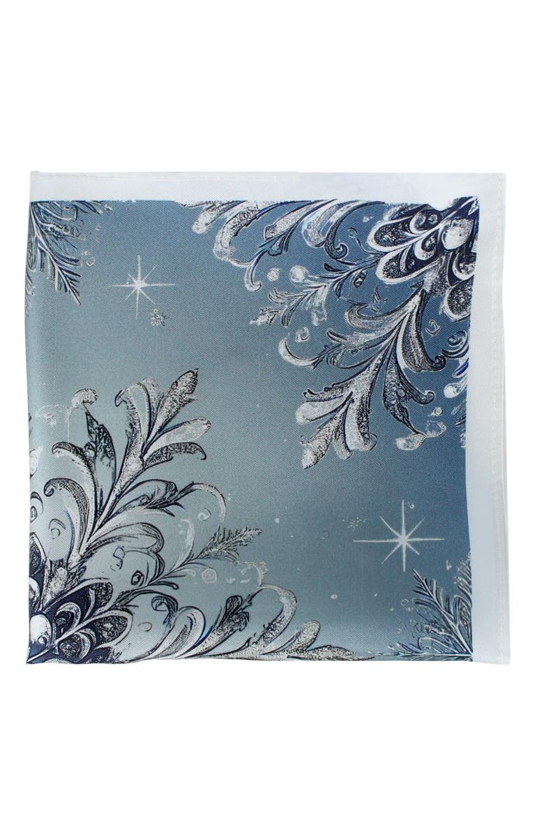 Trafalgar Clarence The Classy Snowflake Silk Holiday 12x12 Pocket Square, Alternate, color, Light Blue