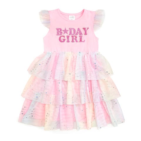 Birthday Girl Fairy Dust Short Sleeve Tutu Dress (Toddler & Little Kid)
