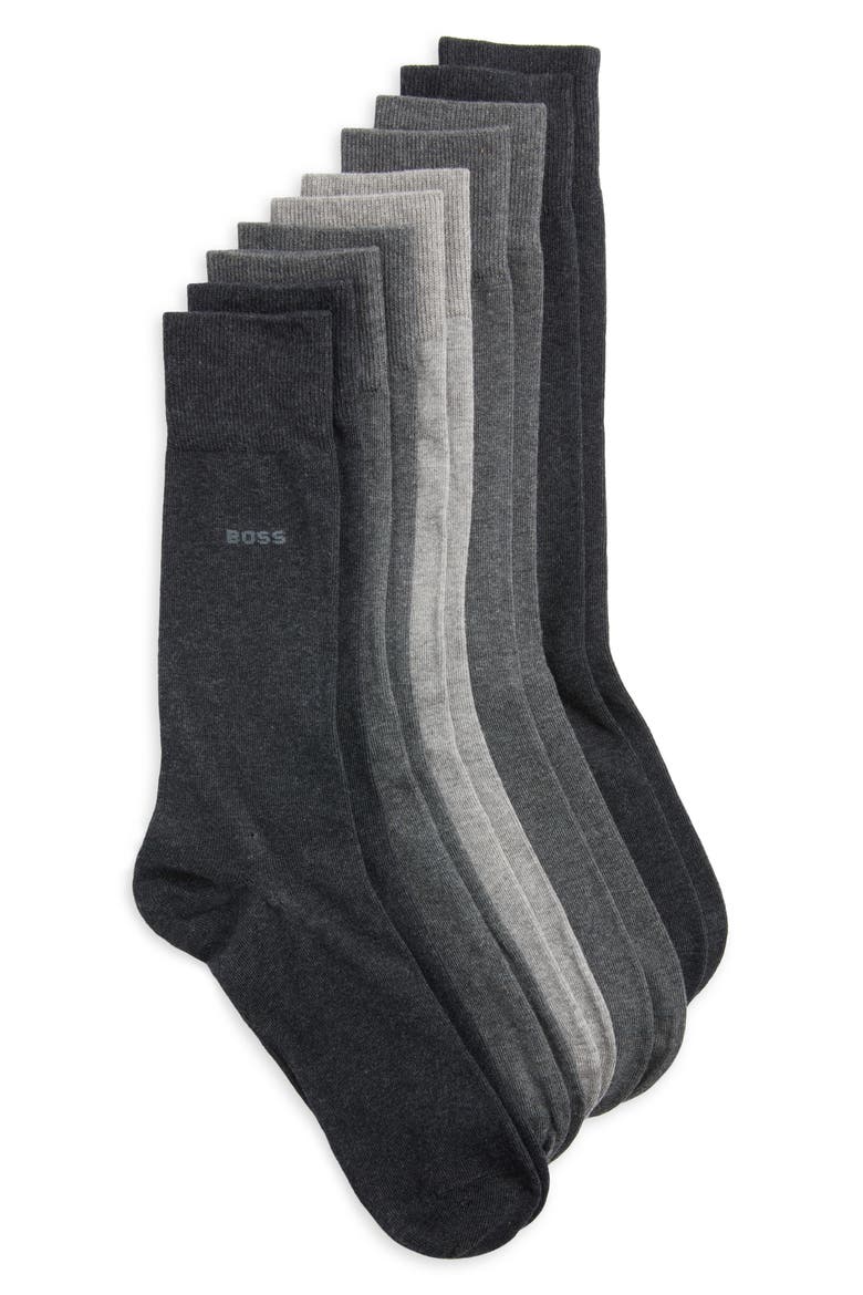 Assorted 5-Pack Crew Socks, Main, color, BLACK/ GREY