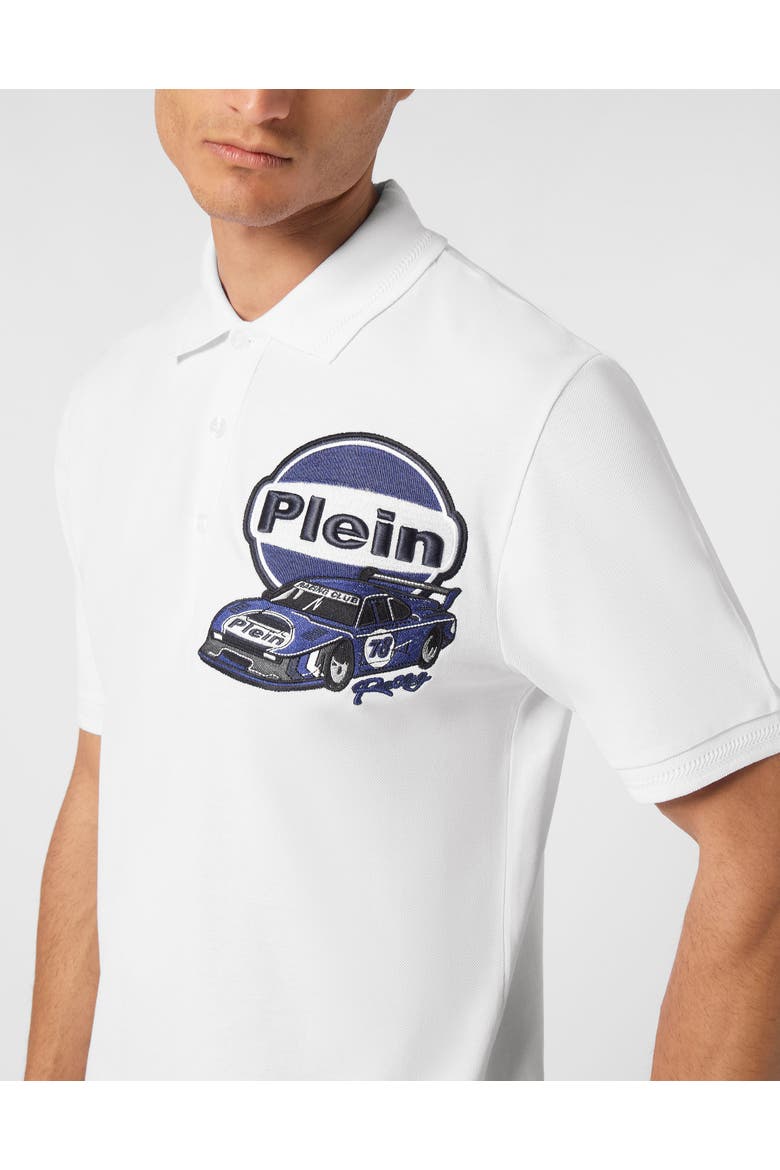 Pique Polo Shirt Ss Slim Fit Cars Racing Men, Alternate, color, white