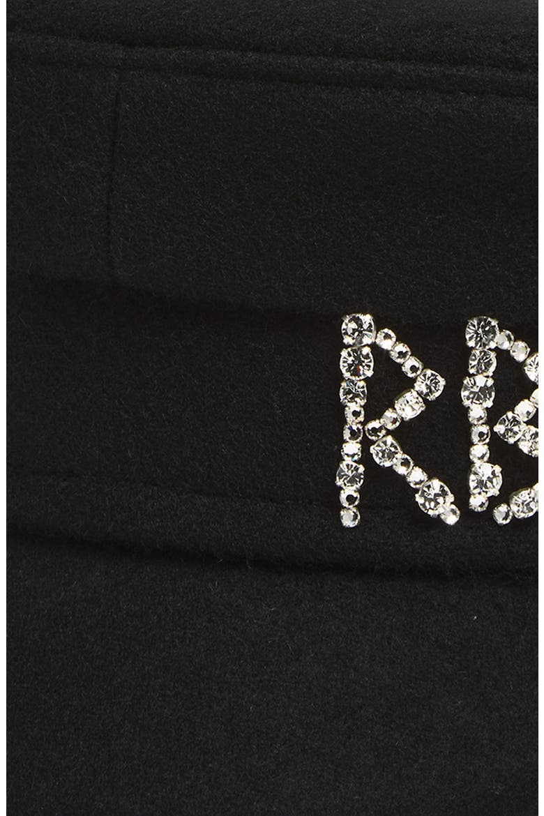 Crystal Embellished Wool Baker Boy Cap, Alternate, color, BLACK