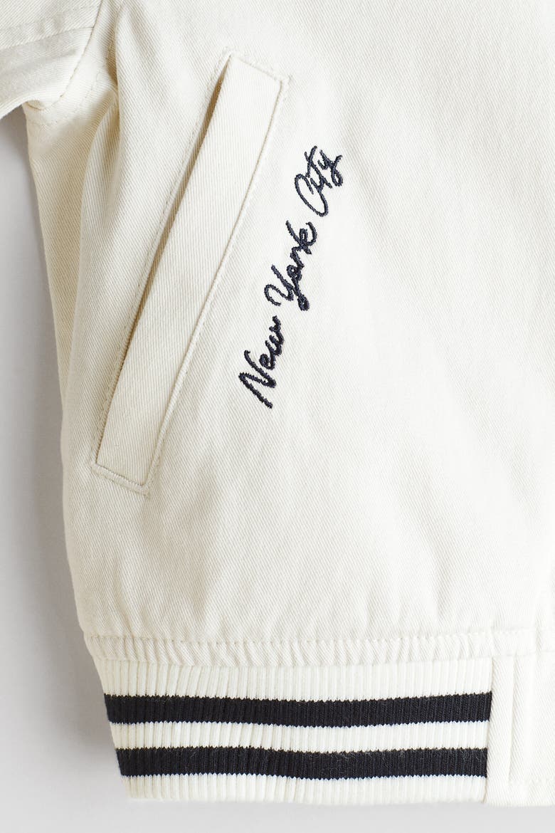 Cotton Baseball Jacket, Alternate, color, Cream/New York City