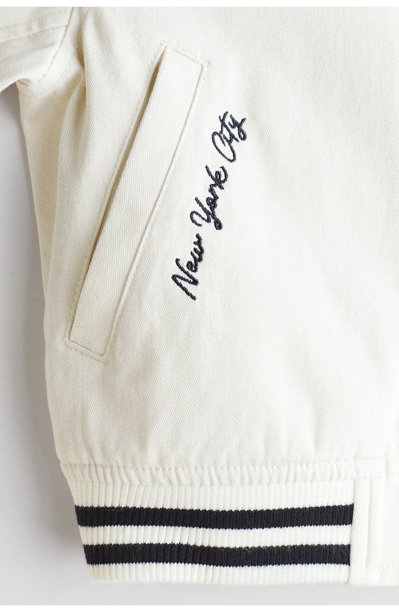 H&M Cotton Baseball Jacket, Alternate, color, Cream/New York City