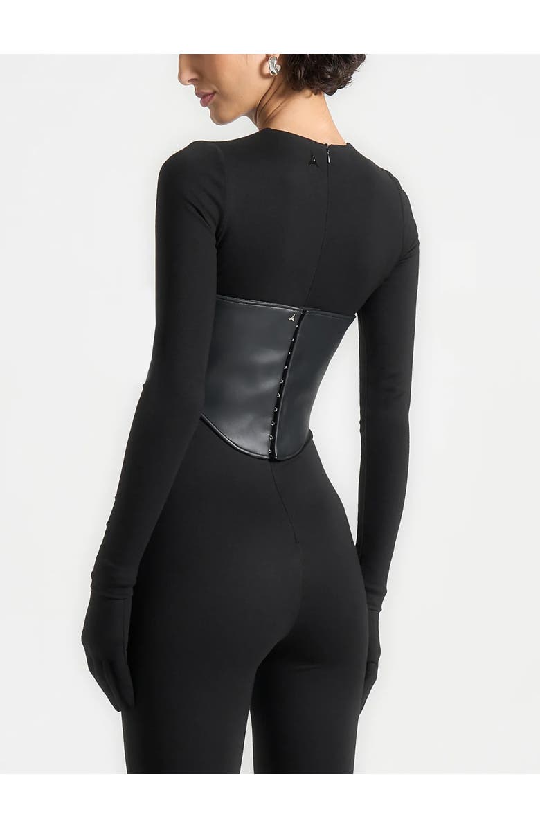 Manière De Voir Leather Corset Belt, Alternate, color, Black