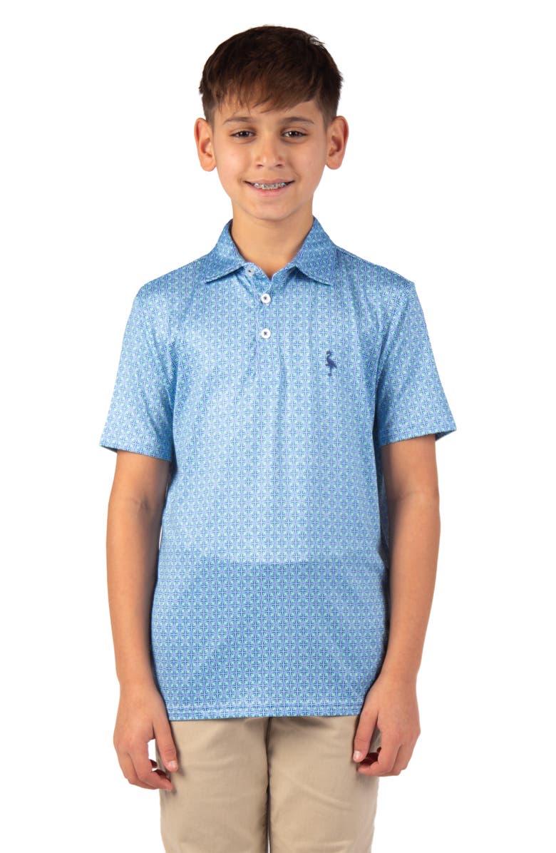 TailorByrd Kids' Abstract Geo Performance Polo, Main, color, Seafoam
