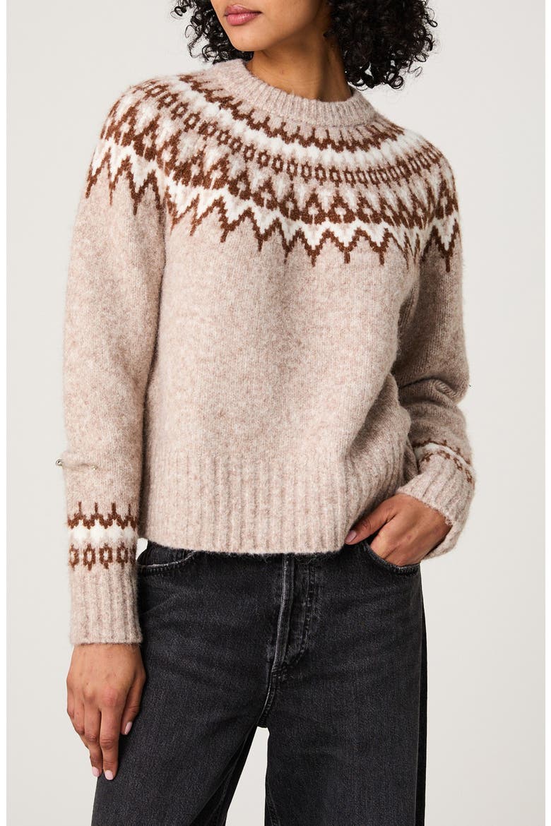 Fair Isle Chunky Crewneck Sweater, Main, color, BROWN MULTI