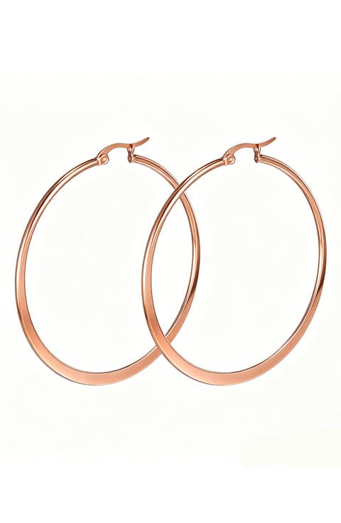18k Rose Gold Plated Hoop Earrings