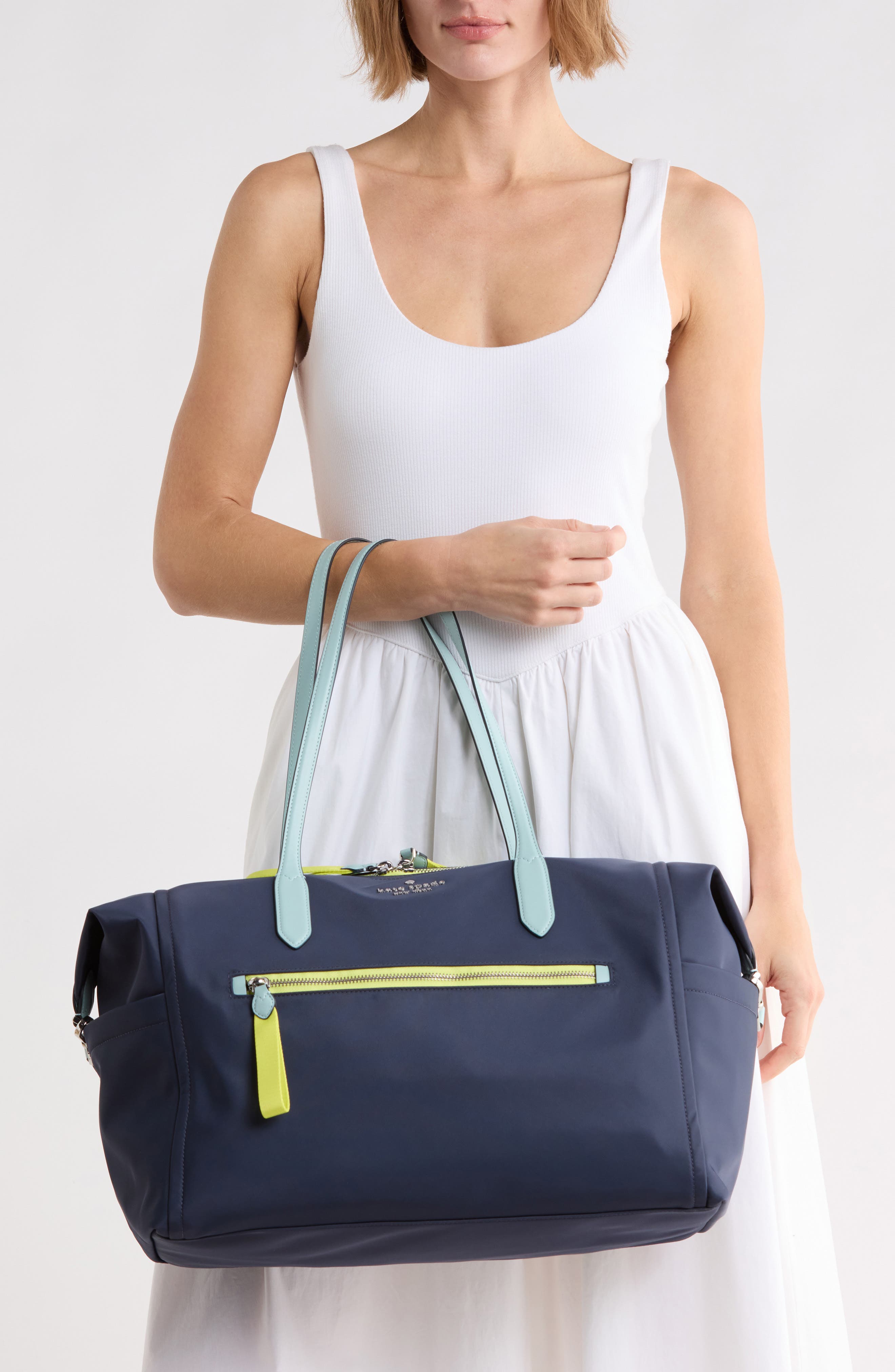 Chelsea Large Colorblock Nylon Tote, Alternate, color, BLAZER BLUE MULTI