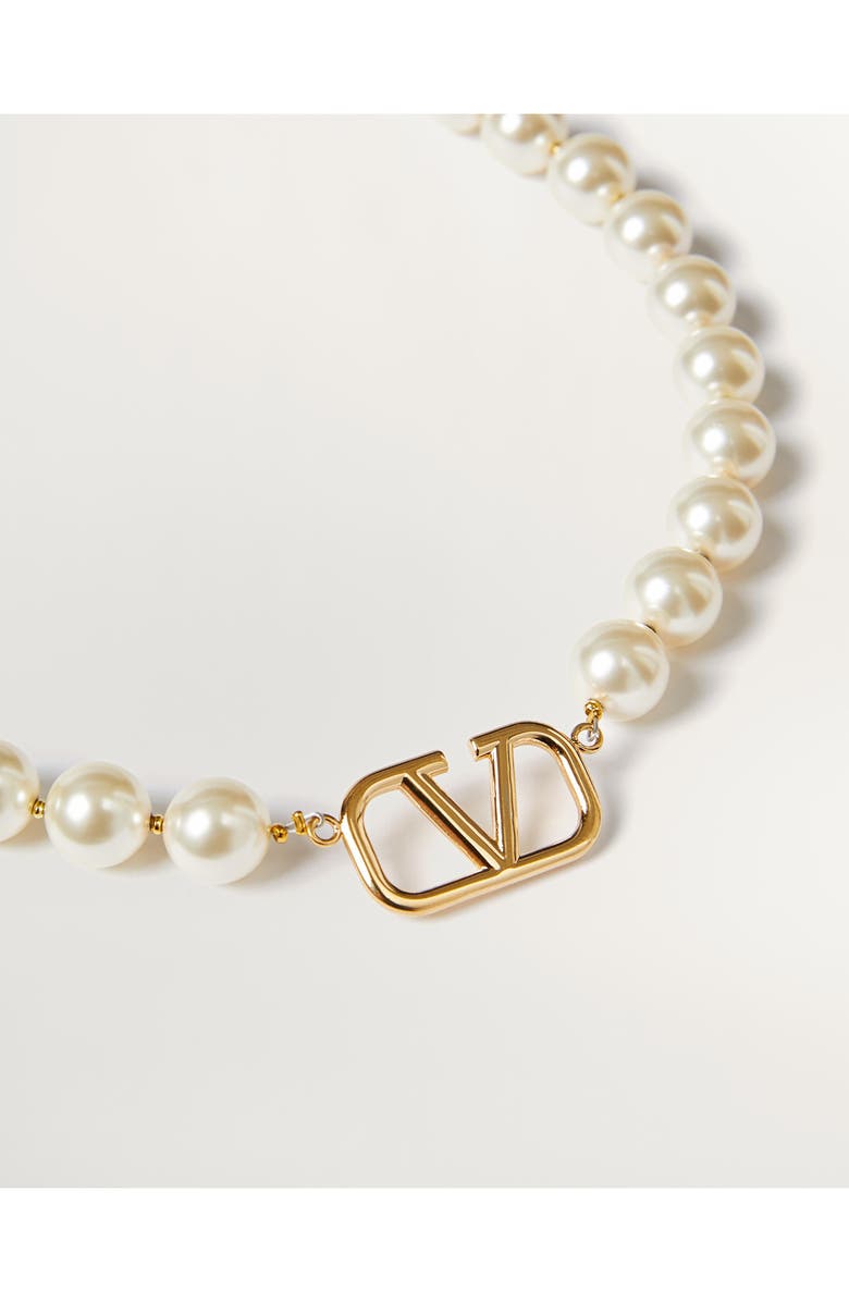Valentino Garavani VLOGO Faux Pearl Necklace, Alternate, color, 