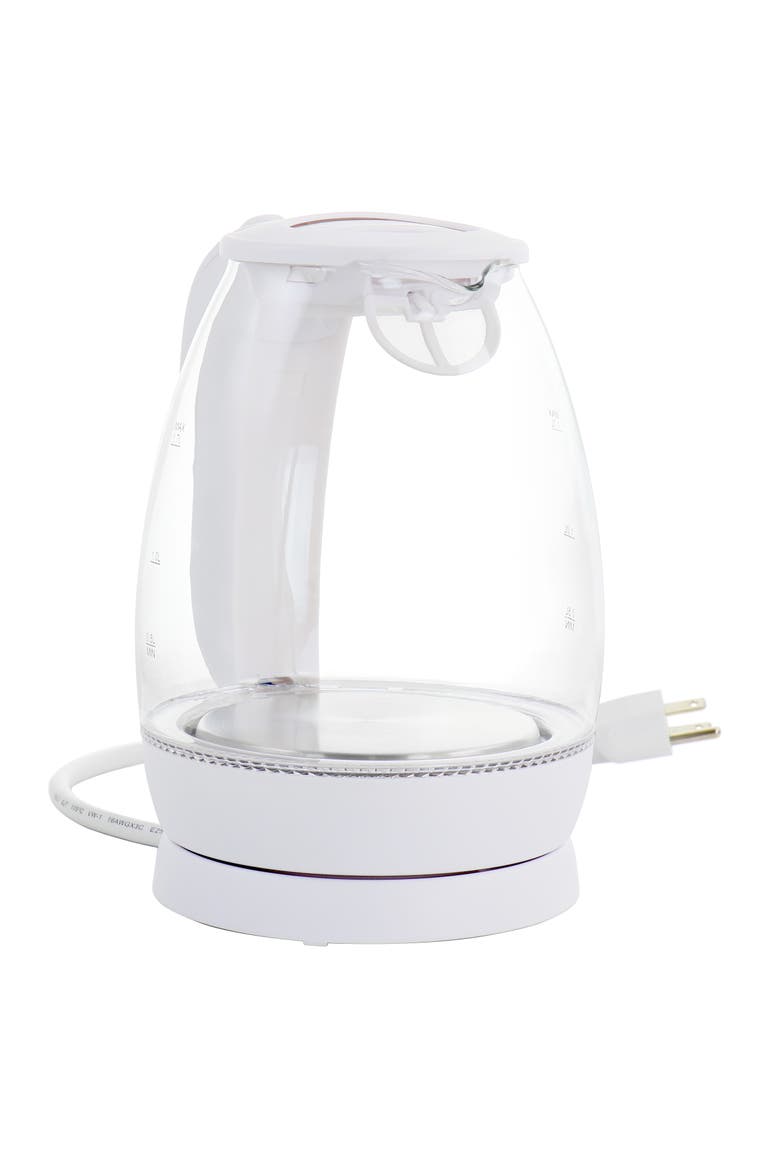 1.7 Liter Glass 360 Degree Cordless LED Electric Kettle, Main, color, White
