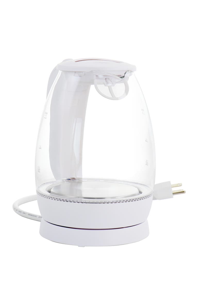 Better Chef 1.7 Liter Glass 360 Degree Cordless LED Electric Kettle, Main, color, White