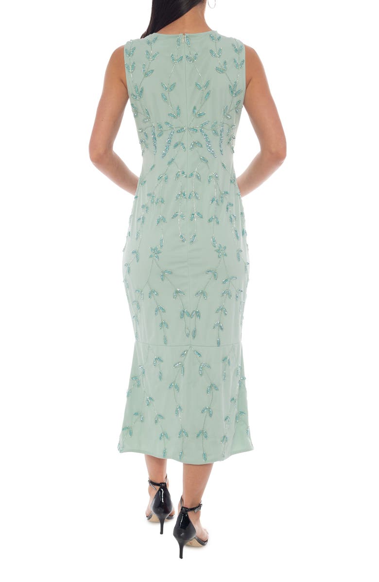 Marina Beaded Sleeveless Midi Cocktail Dress, Alternate, color, Sage