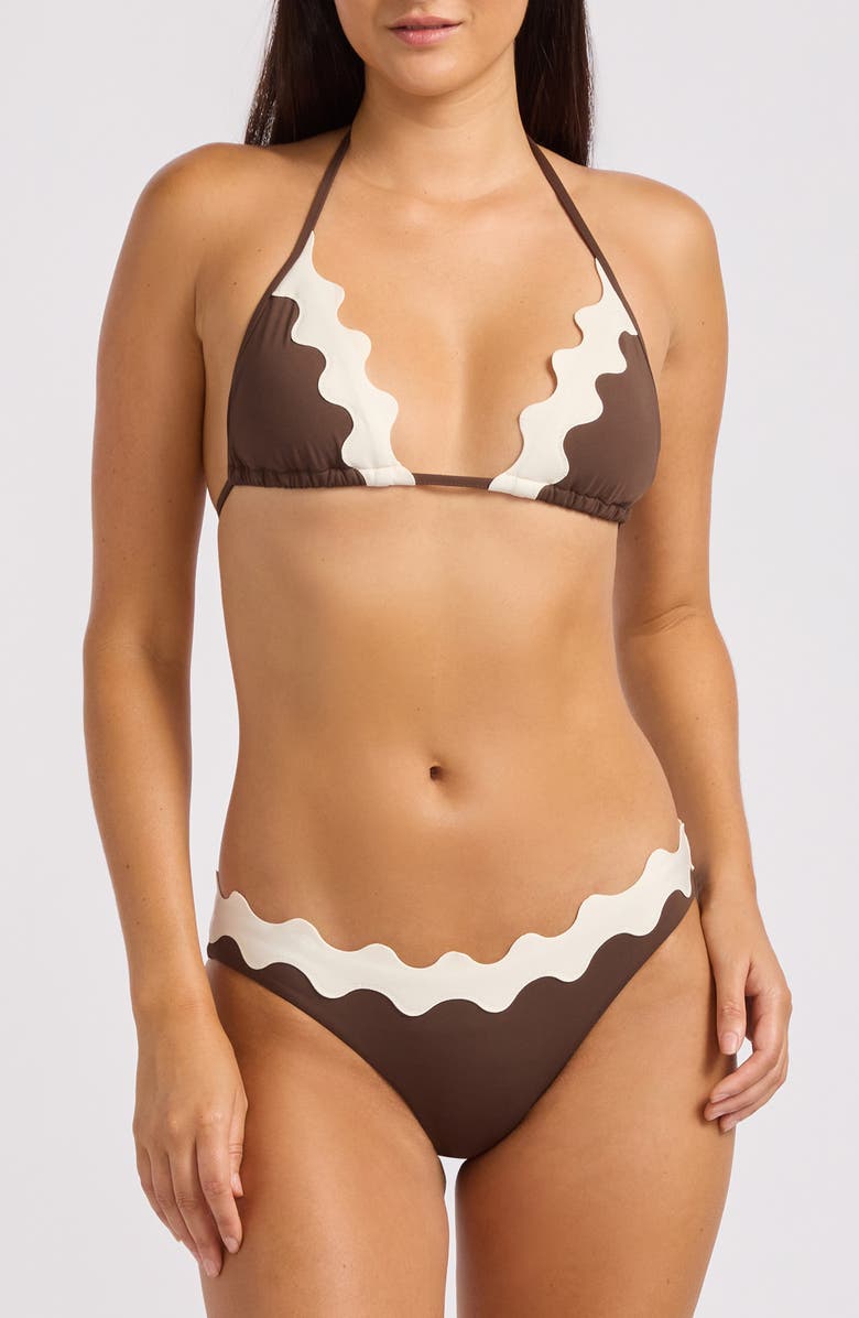 Seafolly Rickrack Hipster Bikini Bottoms, Alternate, color, Dark Chocolate