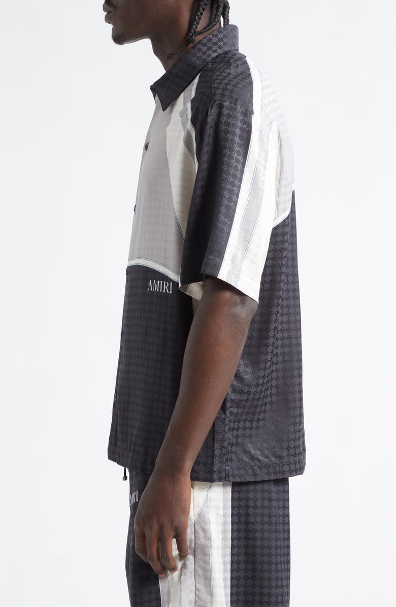 AMIRI MA Quad Panel Ovesize Satin Button-Up Shirt, Alternate, color, Black