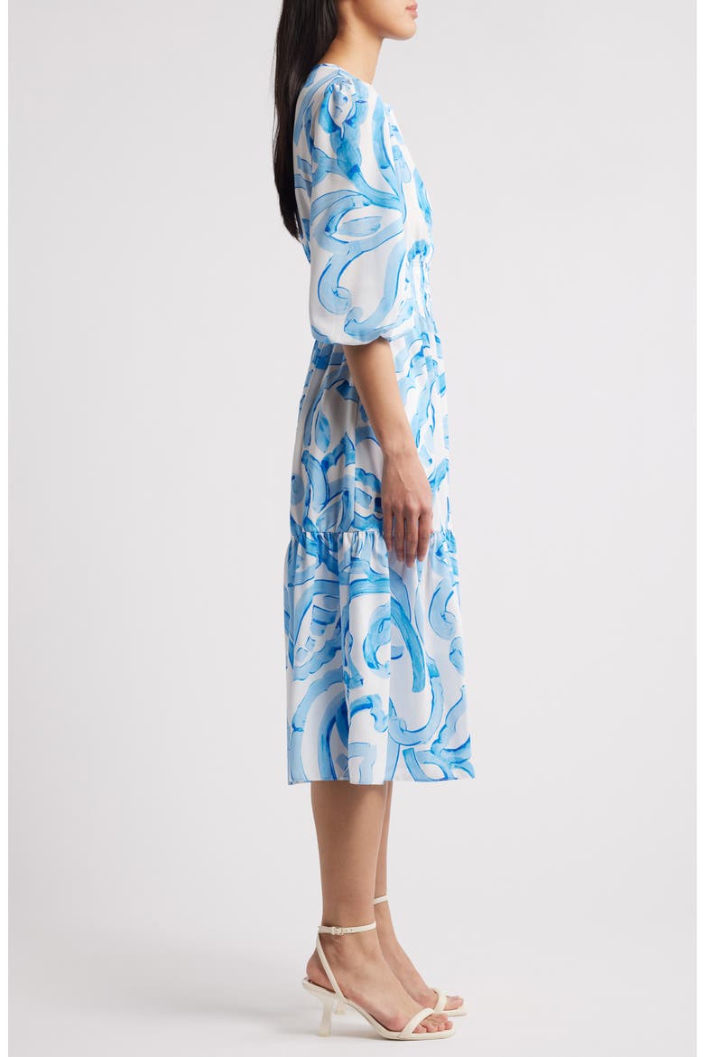Abstract Print Midi Dress, Alternate, color, BLUE IVORY