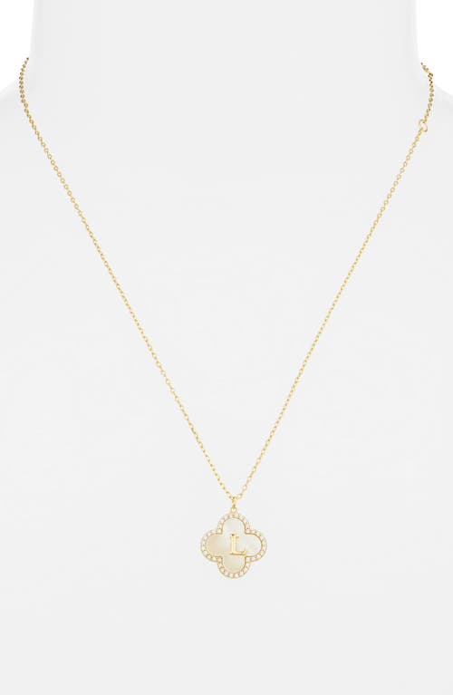 Argento Vivo Sterling Silver Clover Mother-of-pearl Initial Pendant Necklace In Gold