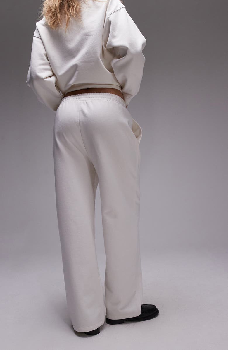 Topshop Stockholm Straight Leg Cotton Sweatpants, Alternate, color, Cream