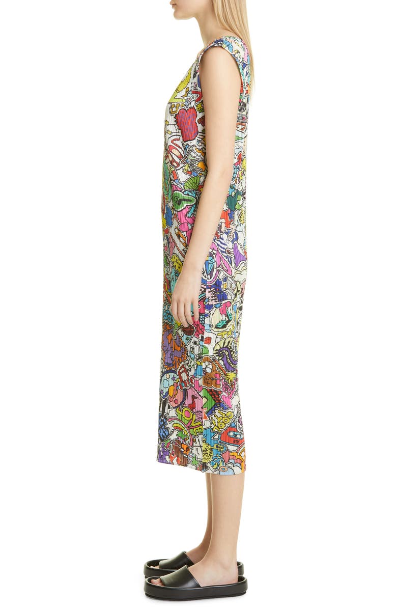 Pleats Please Issey Miyake Omnibus Pleated Midi Dress, Alternate, color, 