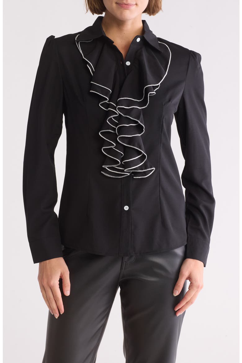 Ruffle Blouse, Main, color, BLACK